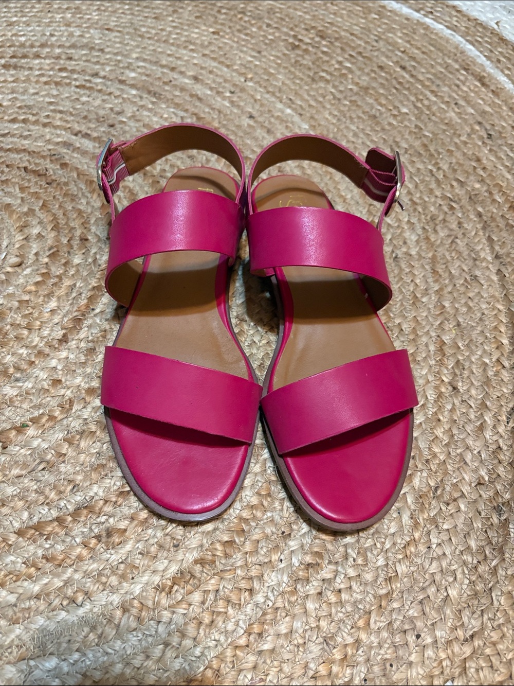 Franco Sarto Maura Hot Pink Double-Strap Sandals